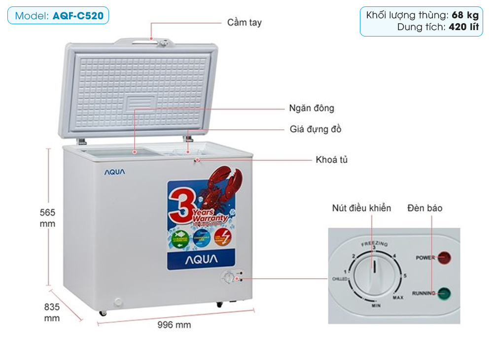 Tủ đông Aqua AQF-C520