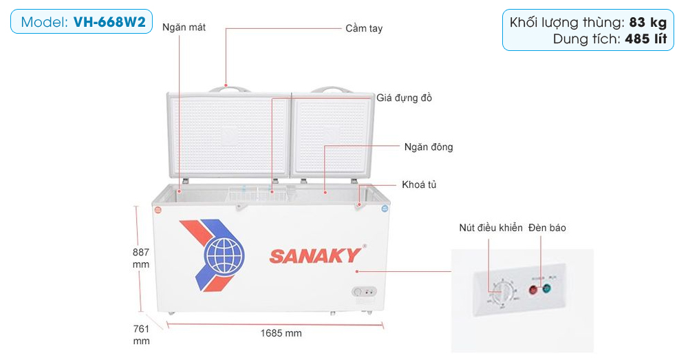 Tủ đông Sanaky VH-668W2