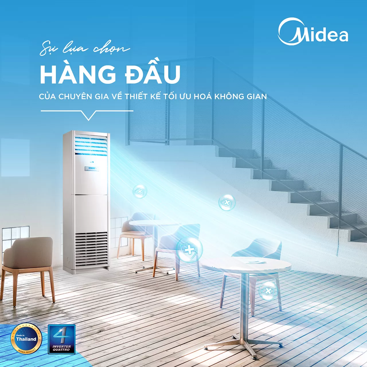 Máy lạnh tủ đứng Midea lựa chọn hàng đầu về thiết kế tối ưu không gian