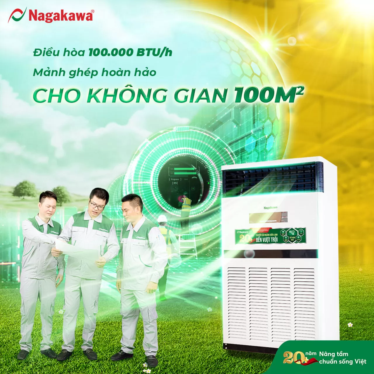 Máy lạnh tủ đứng Nagakawa 100.000 BTU/h mảnh ghép hoàn hảo cho phòng rộng