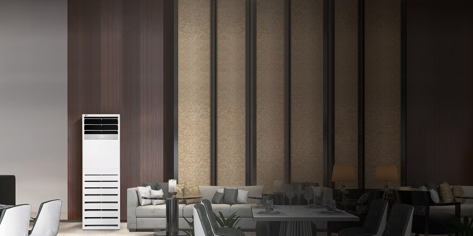 Máy lạnh tủ đứng LG làm lạnh cực mạnh kiểu dáng sang trọng cho phòng khách của bạn.