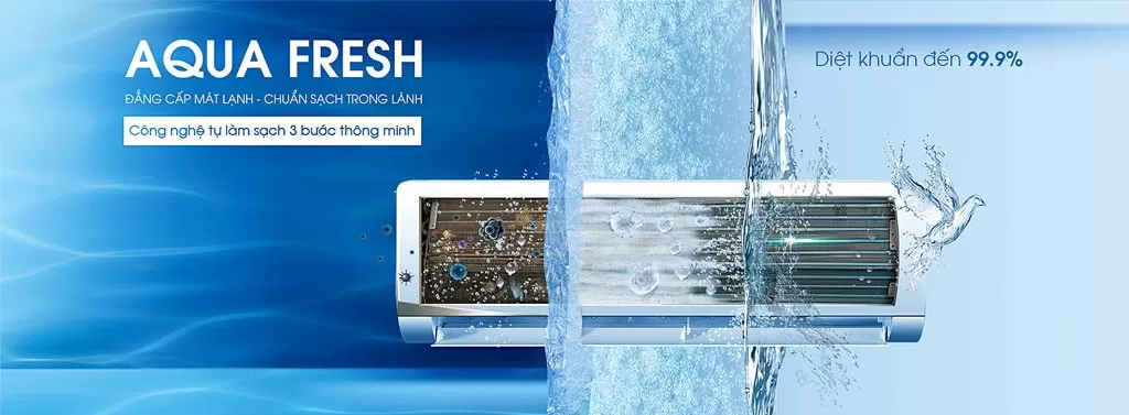 AQUA FRESH technology of Aqua air conditioners is clean and disinfected with a button