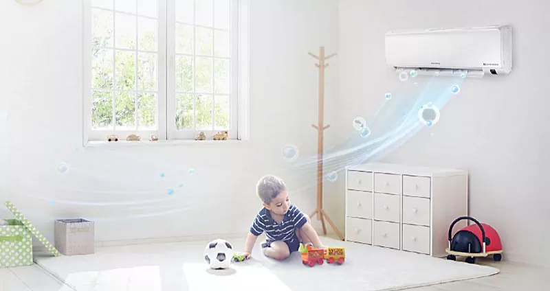 The air-filtering technologies of Samsung air conditioners remove 99% of viruses, bacteria, and ultra-fine dust