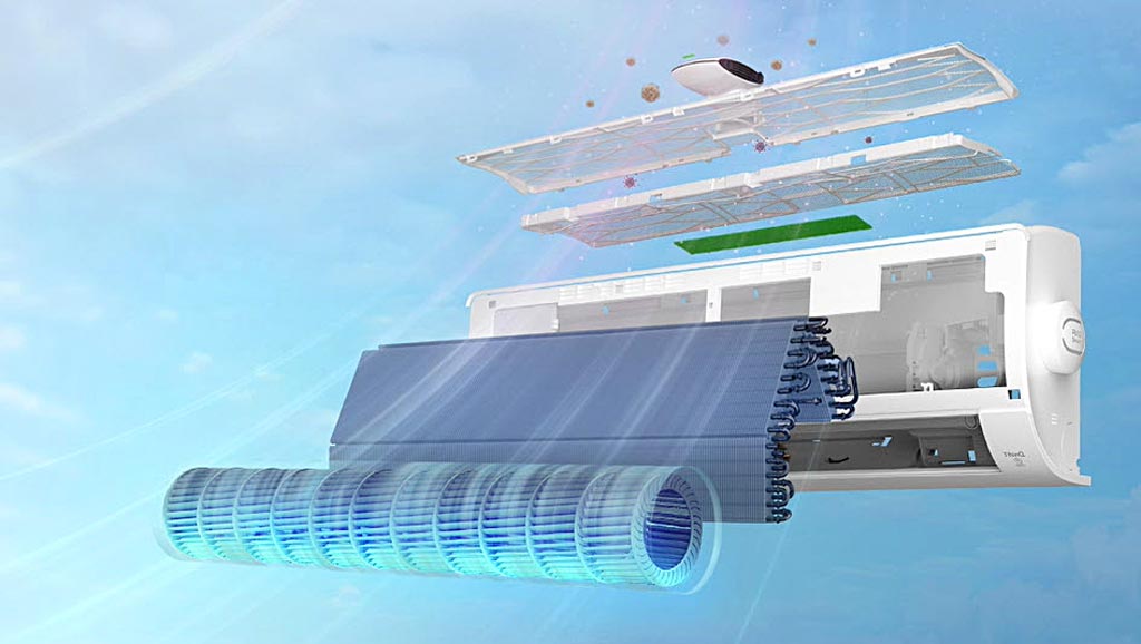 Tận hưởng không khí sạch toàn diện nhờ công nghệ lọc không khí AirCare Complete SystemTM của máy lạnh LG