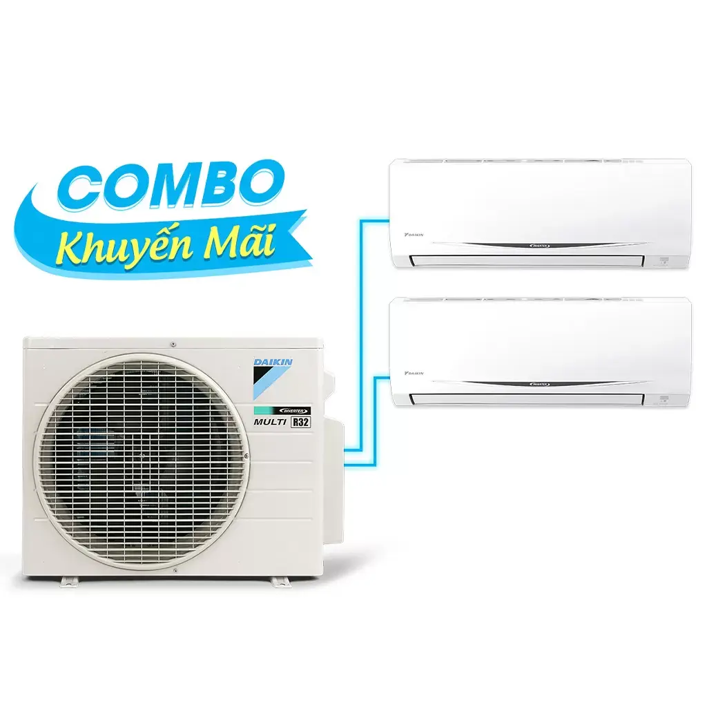 (Combo promotion) Daikin Multi S air conditioner system inverter 2.0Hp - 1 outdoor unit 2 indoor units 1.0 + 1.5Hp MKC50RVMV - CTKC25RVMV+CTKC35RVMV