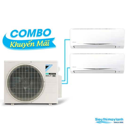 (Combo khuyến mãi) Hệ thống máy lạnh Daikin multi s Inverter 3.0 HP (3HP Ngựa) - 1 dàn nóng 2 dàn lạnh (1.5 + 1.5 HP (1.5 Ngựa) MKC70SVMV-CTKC35RVMV+CTKC35RVMV