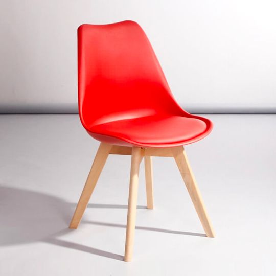 Dining Cafe Chair Padded Seat with Wooden Leg 30300