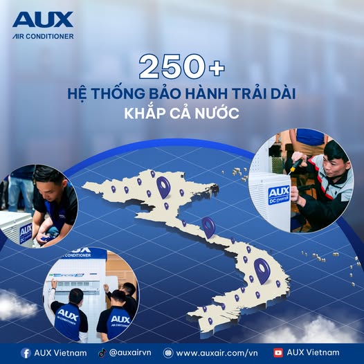 HỆ THỐNG AUX BẢO HÀNH TRẢI DÀI KHẮP CẢ NƯỚC