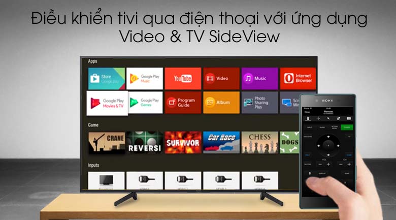Android Tivi Sony 4K 43 inch KD-43X8000G - Video & TV SideView