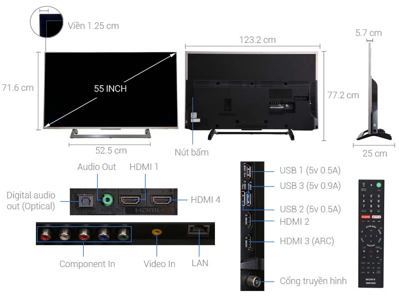 Android Tivi Sony 4K 55 inch KD-55X8000E/S