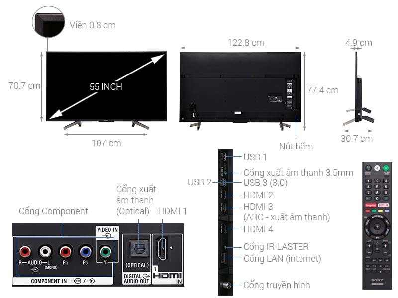 Android Tivi Sony 4K 55 inch KD-55X8500F