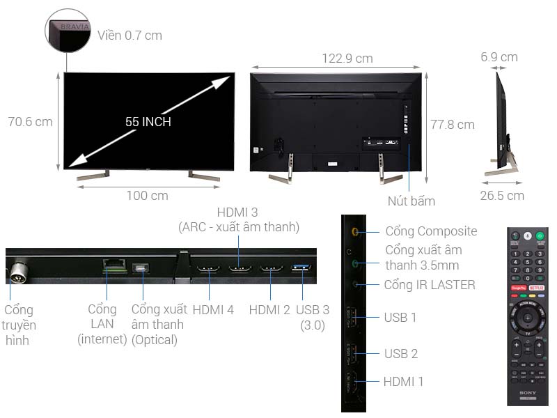 Android Tivi Sony 4K 55 inch KD-55X9000F