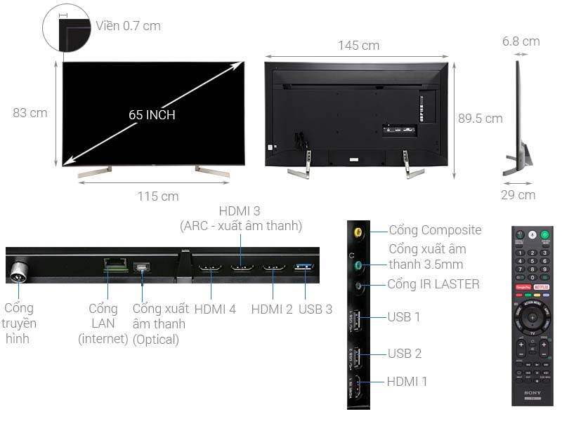 Android Tivi Sony 4K 65 inch KD-65X9000F