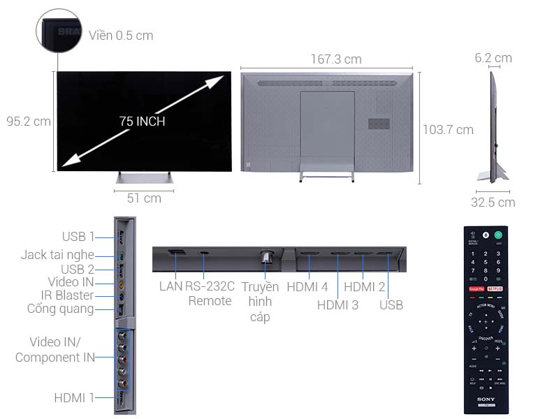 Android Tivi Sony 4K 75 inch KD-75X9400E