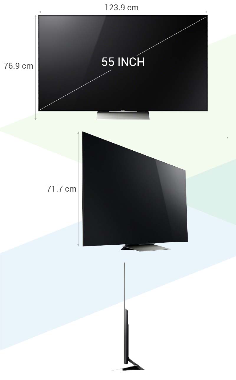 Smart Tivi Sony 55 inch KD-55X9300D - Kích thước tivi