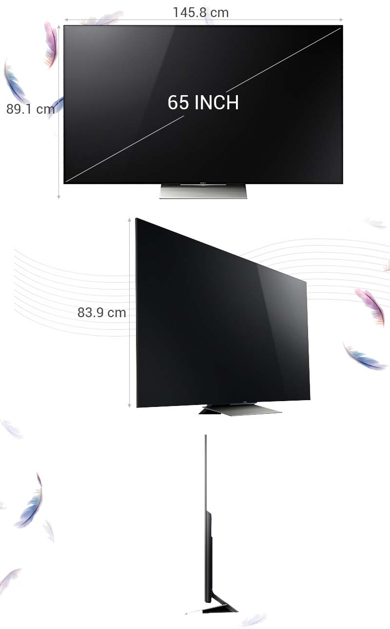 Smart Tivi Sony 65 inch KD-65X9300D - Kích thước tivi