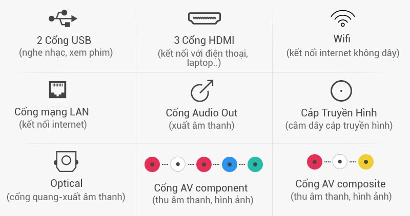 Smart Tivi LG 43 inch 43LH605T - Kết nối