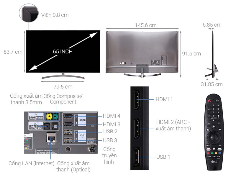 Smart Tivi LG 4K NanoCell 65 Inch 65SK8000PTA