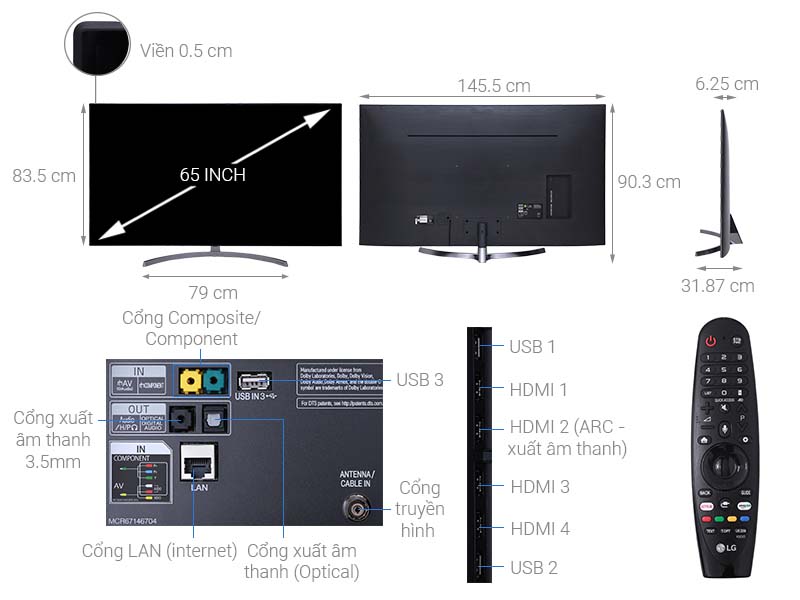 Smart Tivi LG 4K NanoCell 65 Inch 65SK8500PTA