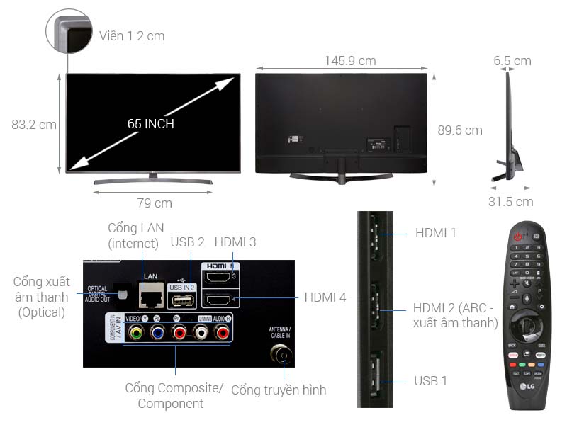 Smart Tivi LG 4K UHD 65 Inch 65UK6540PTD