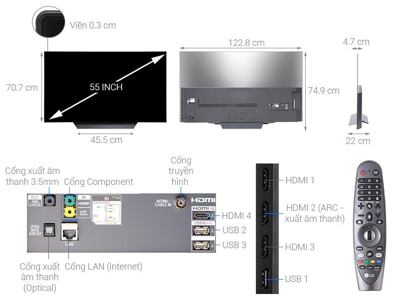 Smart Tivi OLED LG 4K 55 inch 55B8PTA