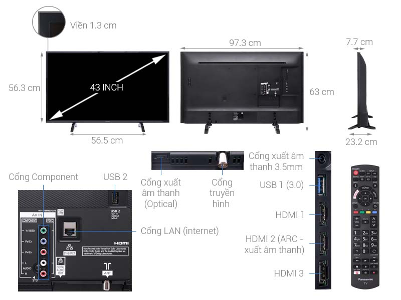 Smart Tivi Panasonic 4K 43 inch TH-43FX500V