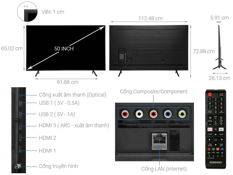 Smart Tivi Samsung 4K 50 inch UA50RU7100