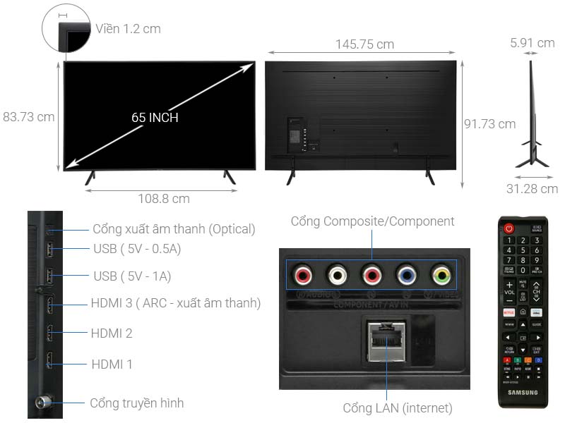 Smart Tivi Samsung 4K 65 inch UA65RU7100