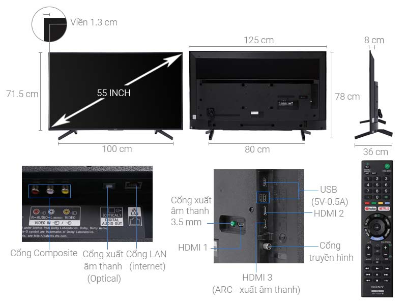 Smart Tivi Sony 4K 55 inch KD-55X7000F