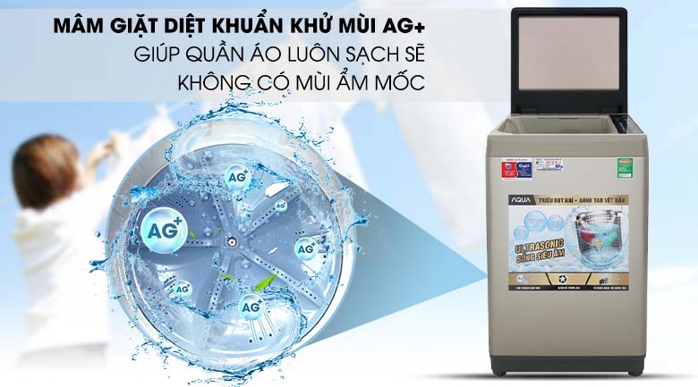 Công nghệ Nano Ag+ - Máy giặt Aqua 9 Kg AQW-U91CT N