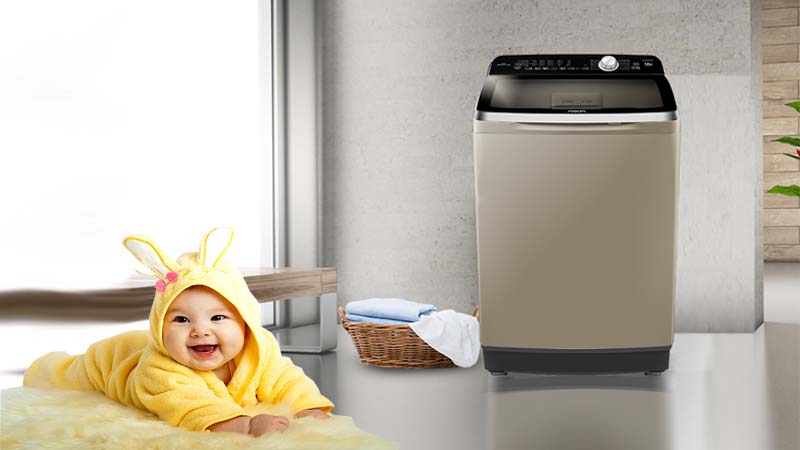 Máy giặt Aqua Inverter 12 Kg AQW-DR120CT H - Tránh xa tầm tay trẻ em với chức năng khóa 
