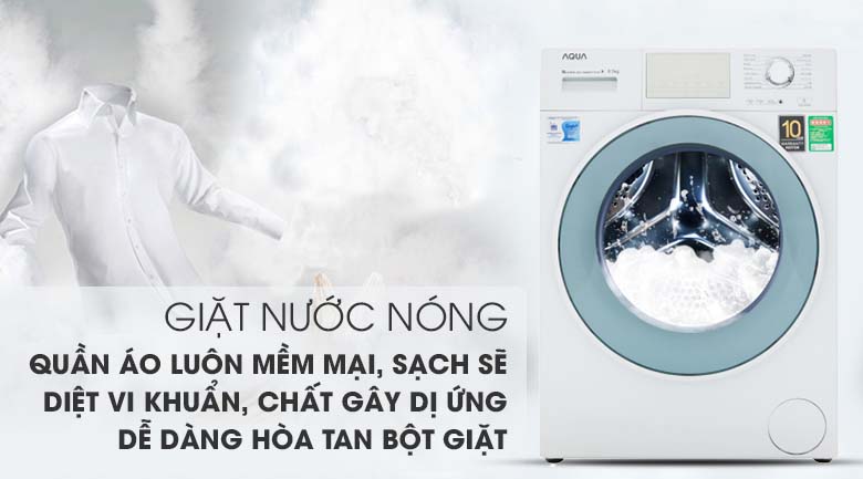 Giặt nước nóng diệt khuẩn - Máy giặt Aqua Inverter 8.5 kg AQD-D850E W 