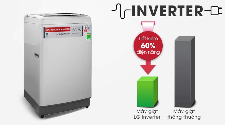 Công nghệ Inverter tiết kiệm điện, vận hành ổn định - Máy giặt LG Inverter 12 kg TH2112SSAV