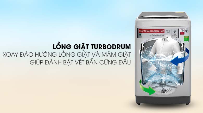 Công nghệ Turbo Drum giảm nhăn quần áo - Máy giặt LG Inverter 12 kg TH2112SSAV