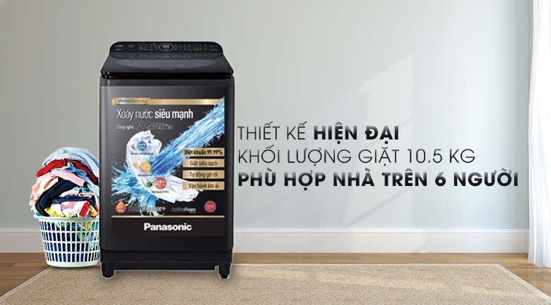 Thiết kế sang trọng, hiện đại - Máy giặt Panasonic Inverter 10.5 Kg NA-FD10VR1BV
