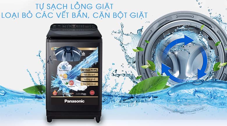 Tự vệ sinh lồng giặt giúp lồng giặt luôn sạch sẽ - Máy giặt Panasonic Inverter 10.5 Kg NA-FD10VR1BV