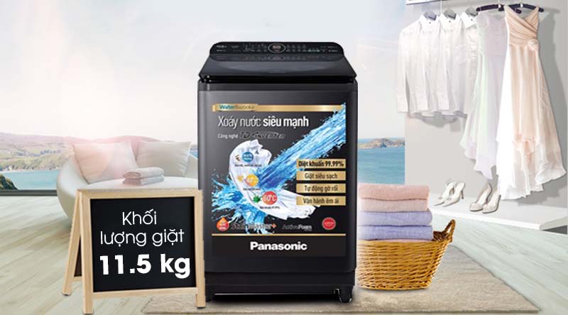 Máy giặt Panasonic Inverter 11.5 Kg NA-FD11AR1BV-Khối lượng giặt 11.5 kg, phù hợp cho gia đình trên 7 người