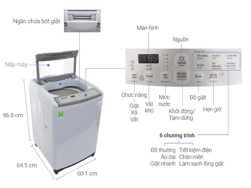 Máy giặt Samsung 9 kg WA90M5120SG/SV